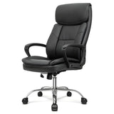 Adjustable Height Black Leather Swivel Office Chair Image - 2