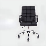 Adjustable Height Black Leather Swivel Office Chair Image - 5