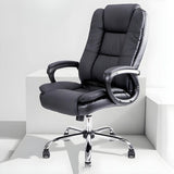 Adjustable Height Black Leather Swivel Office Chair Image - 6