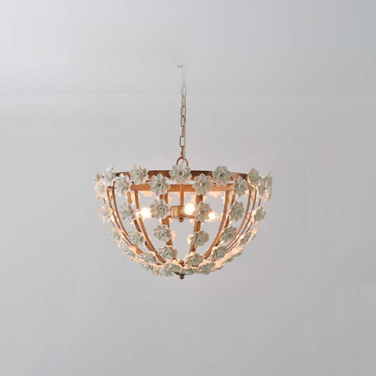 Adjustable Height Ceramics Flower Vintage Chandelier Image - 16