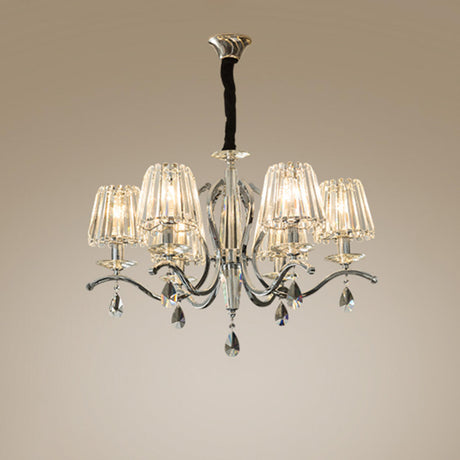 Adjustable Height Geometric Translucent Crystal Chandelier Image - 2