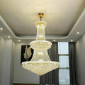 Adjustable Height Grand Gold Crystal Tiered Chandelier