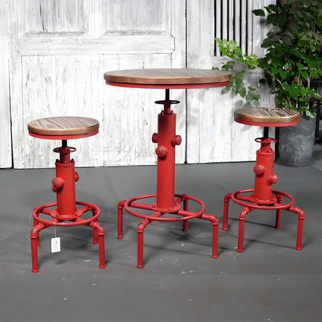 Adjustable Height Industrial Bar Table with Wood Top Image - 1