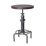 Adjustable Height Industrial Bar Table with Wood Top Image - 5