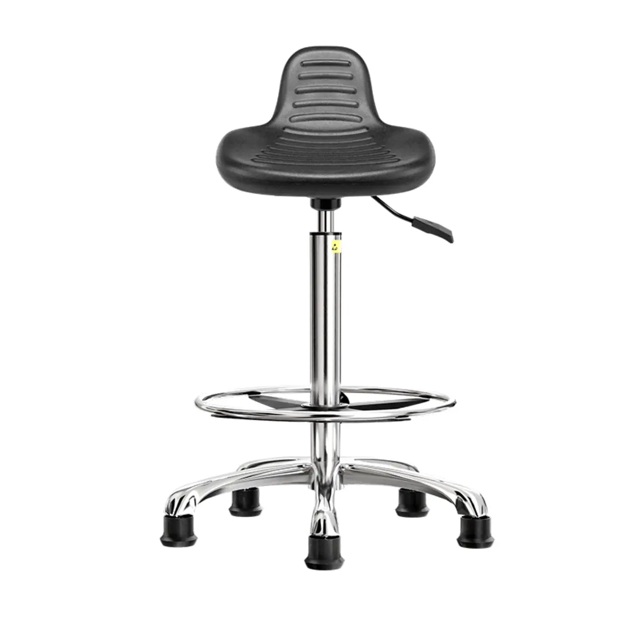 Adjustable Height Leather Bucket Bar Stool with Wheels Image - 2