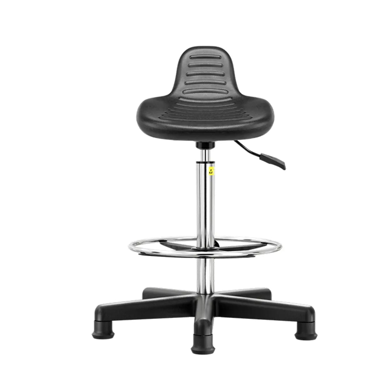 Adjustable Height Leather Bucket Bar Stool with Wheels Image - 3