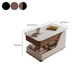 Adjustable Height Rectangular Wood Side Table with Wheels #size