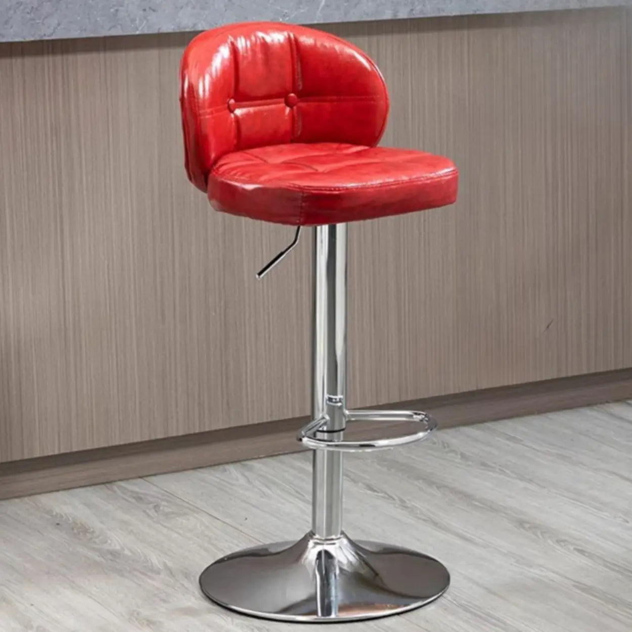 Adjustable Height Swivel Bar Stool with Cushioned Backrest Image - 5