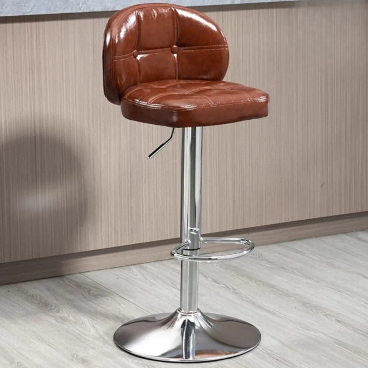 Adjustable Height Swivel Bar Stool with Cushioned Backrest Image - 7