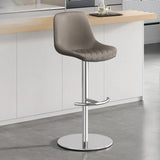 Adjustable Height Swivel Leather Bar Stool with Footrest Image - 3