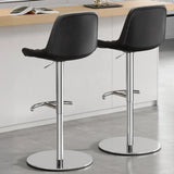 Adjustable Height Swivel Leather Bar Stool with Footrest Image - 4