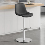 Adjustable Height Swivel Leather Bar Stool with Footrest Image - 5