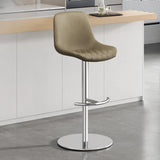 Adjustable Height Swivel Leather Bar Stool with Footrest Image - 9