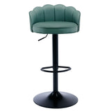 Adjustable Height Swivel Leather Curved Back Bar Stool Image - 18