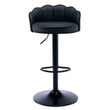 Adjustable Height Swivel Leather Curved Back Bar Stool Image - 2