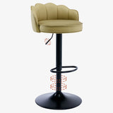 Adjustable Height Swivel Leather Curved Back Bar Stool Image - 6