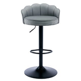 Adjustable Height Swivel Leather Curved Back Bar Stool Image - 7