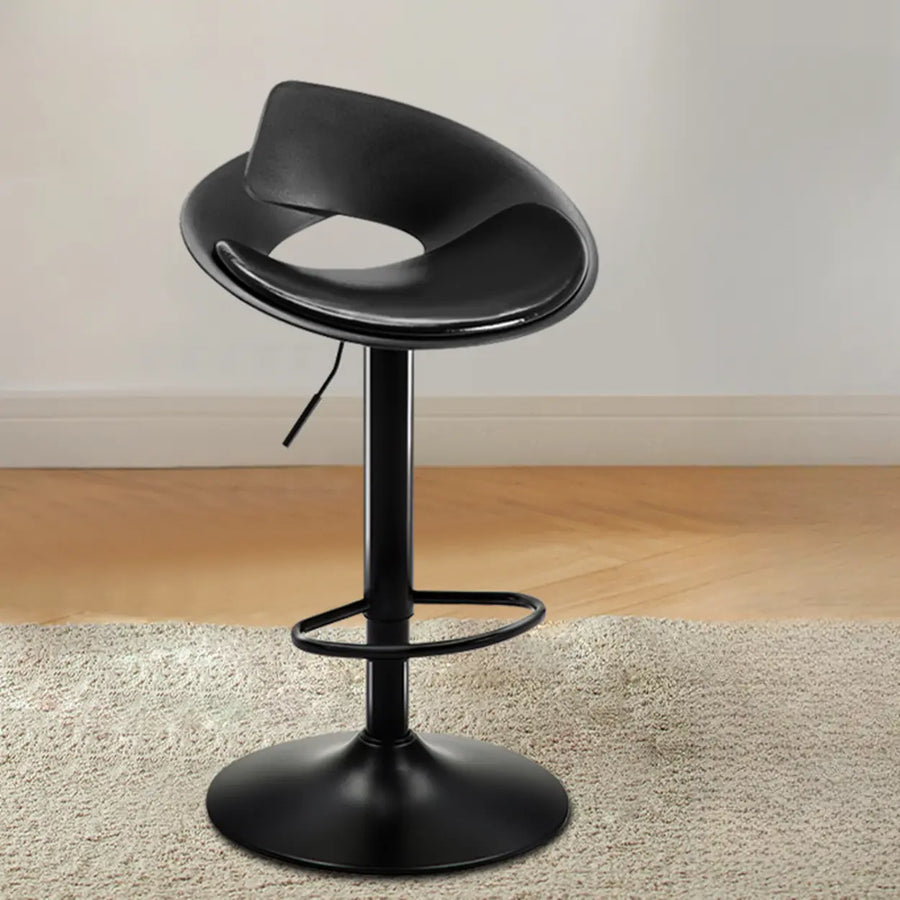Adjustable height swivel metal leather bucket bar stool with pedestal base