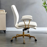 Adjustable Height Tilt Curved Leather Metal Office Chair Image - 1