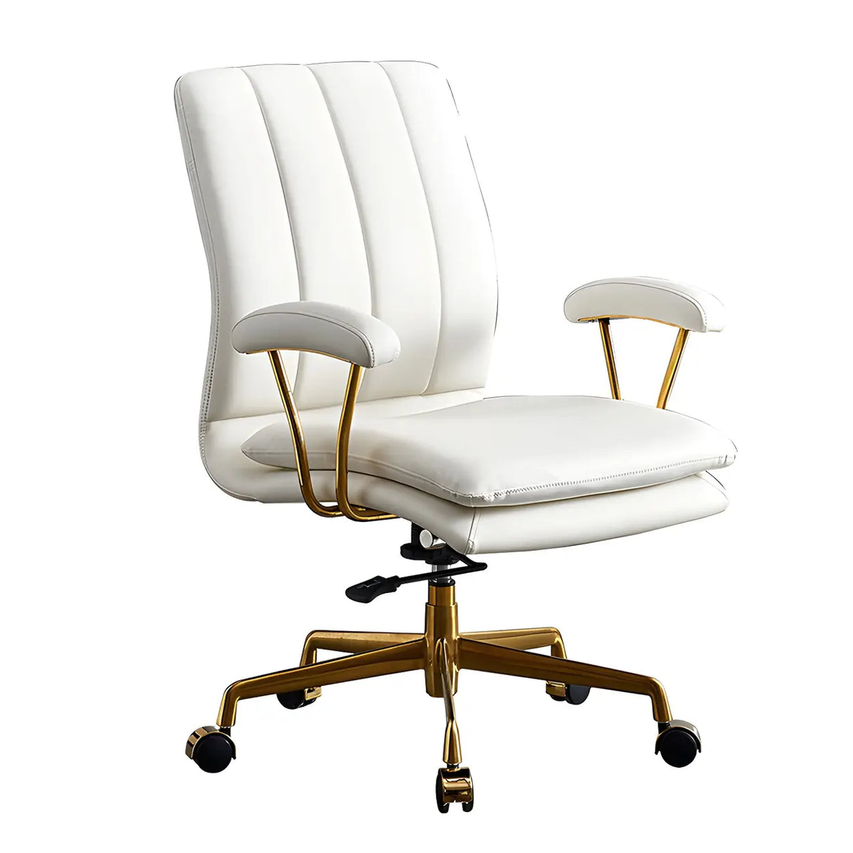 Adjustable Height Tilt Curved Leather Metal Office Chair Image - 10