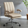 Adjustable Height Tilt Curved Leather Metal Office Chair Image - 11
