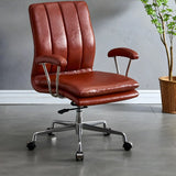 Adjustable Height Tilt Curved Leather Metal Office Chair Image - 13