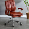 Adjustable Height Tilt Curved Leather Metal Office Chair Image - 13