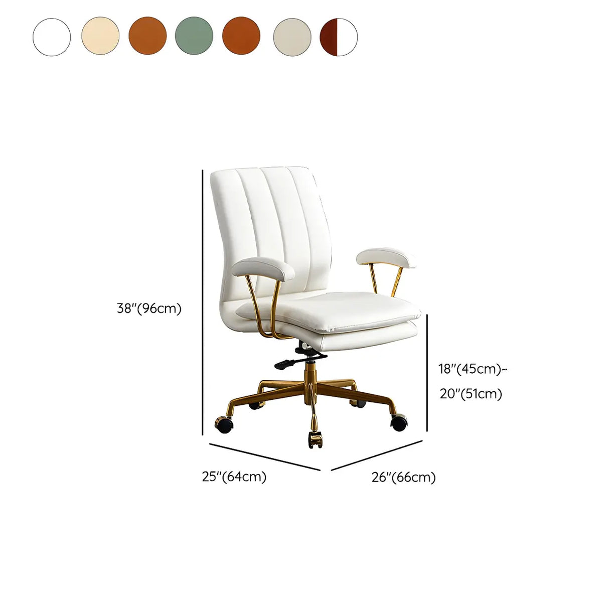 Adjustable Height Tilt Curved Leather Metal Office Chair 