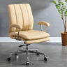 Adjustable Height Tilt Curved Leather Metal Office Chair Image - 3