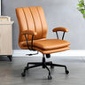 Adjustable Height Tilt Curved Leather Metal Office Chair Image - 5