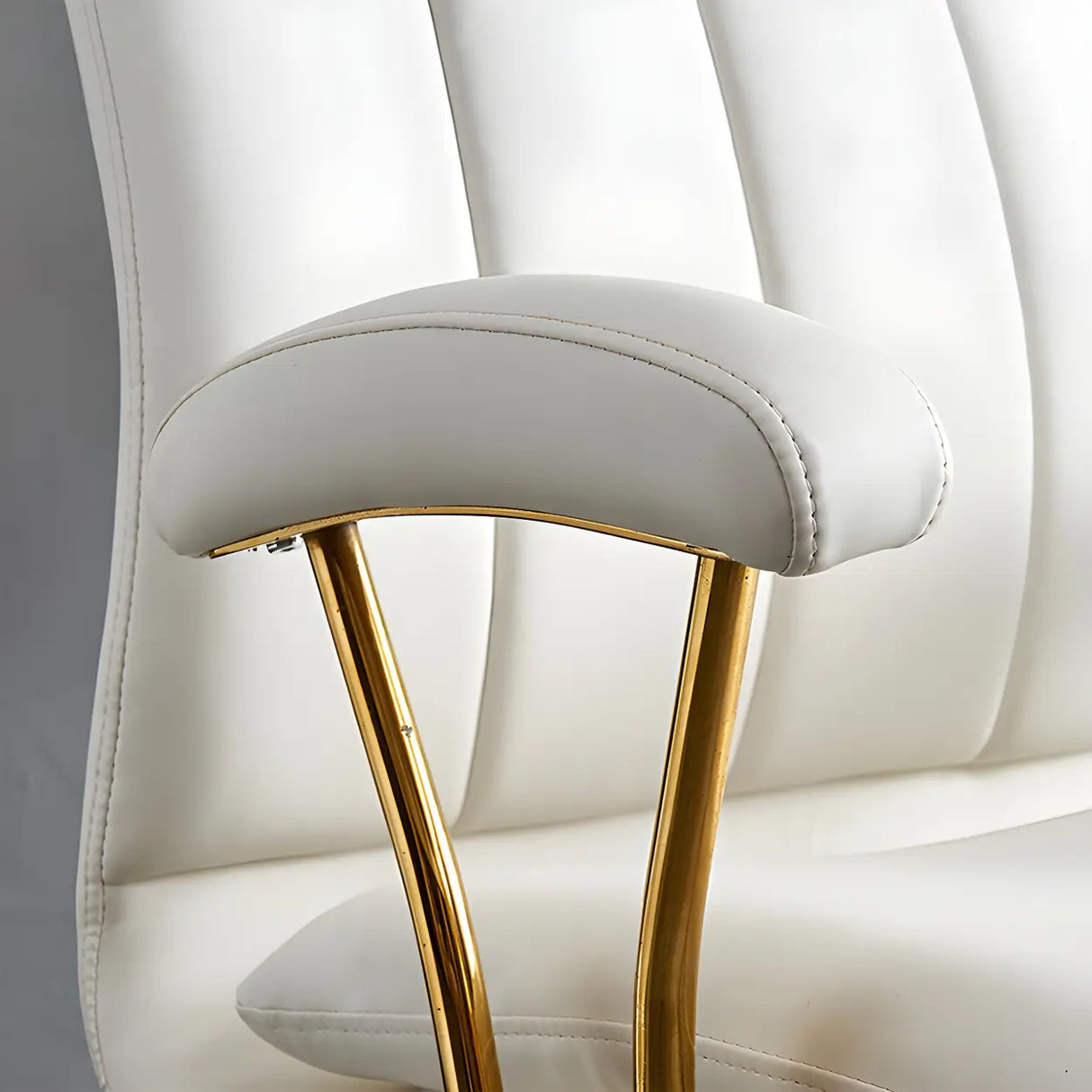 Adjustable Height Tilt Curved Leather Metal Office Chair Image - 8