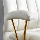 Adjustable Height Tilt Curved Leather Metal Office Chair Image - 8