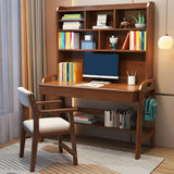 Adjustable Height Wood H-Shape Writing Desk with Hutch Image - 4