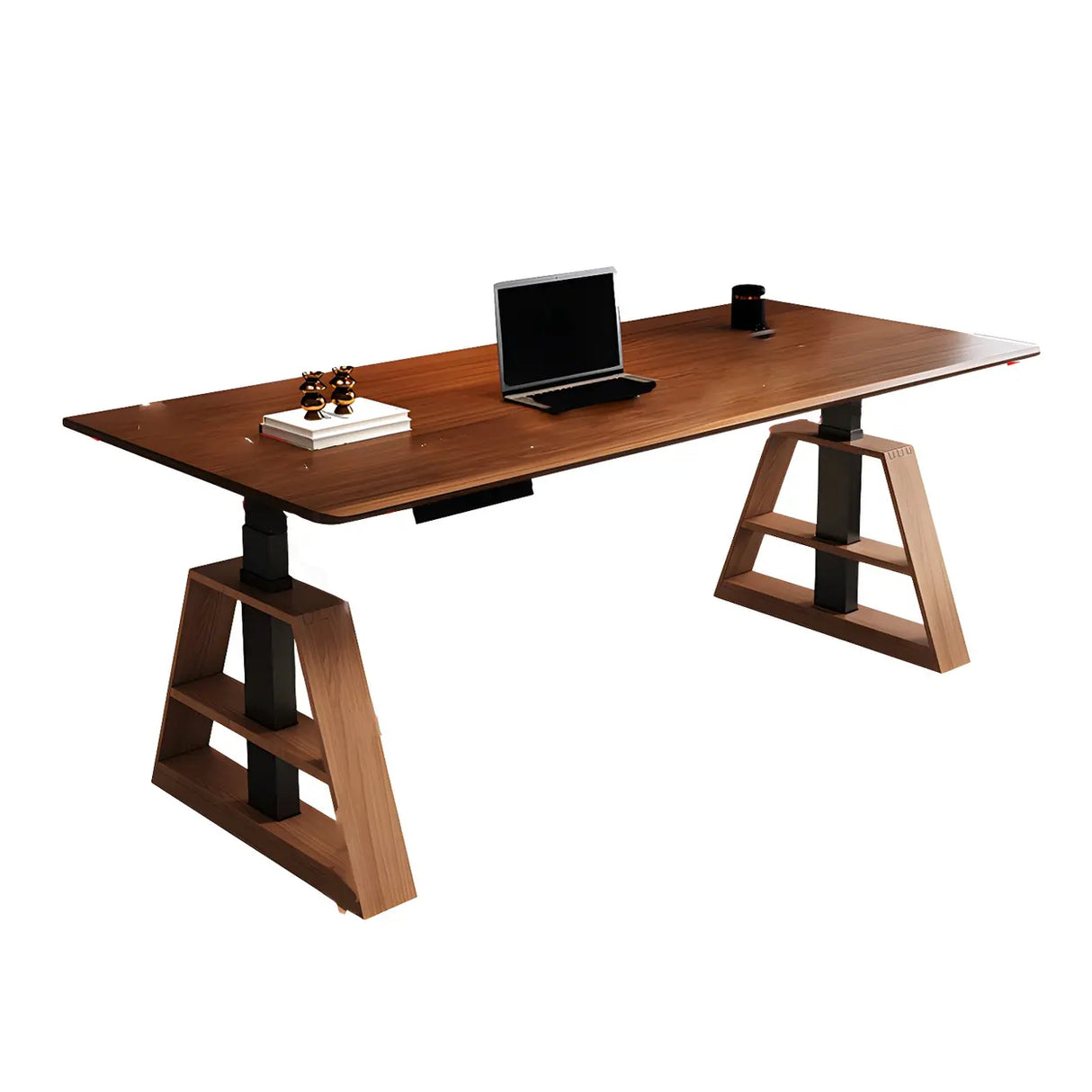Adjustable Height Wooden T-Shaped Base Standing Desk Image - 7