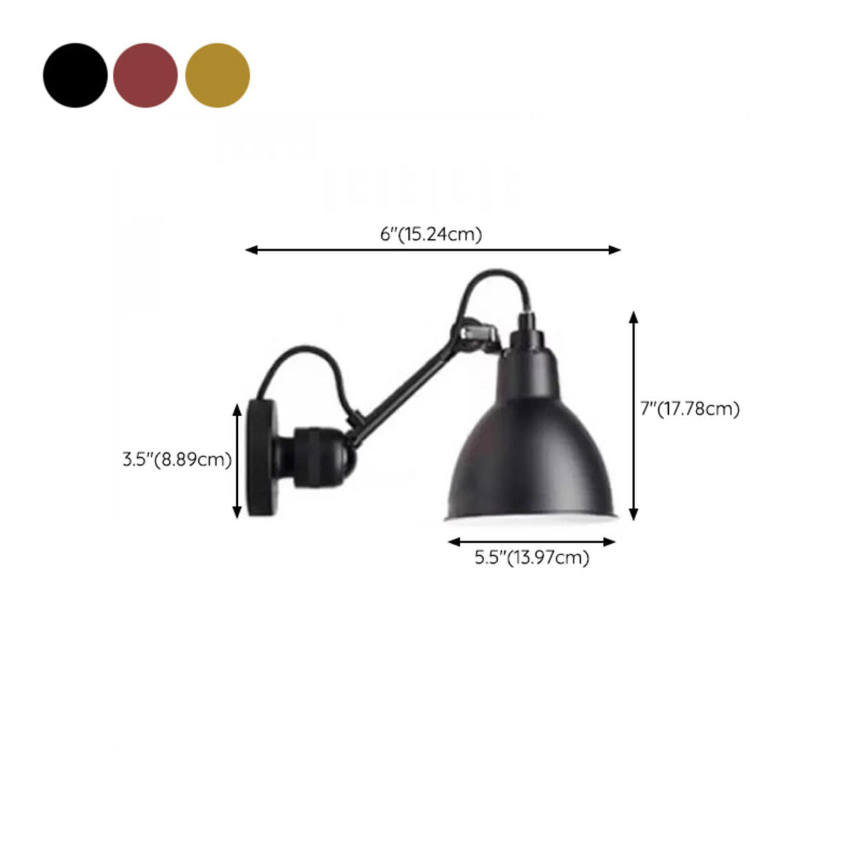 Adjustable Industrial Black Cone Metal Wall Lamp 
