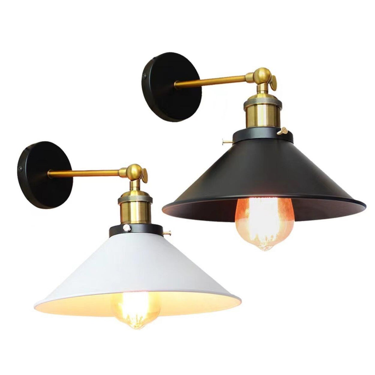 Adjustable Industrial Cone Metal Wall Sconce Set Image - 8