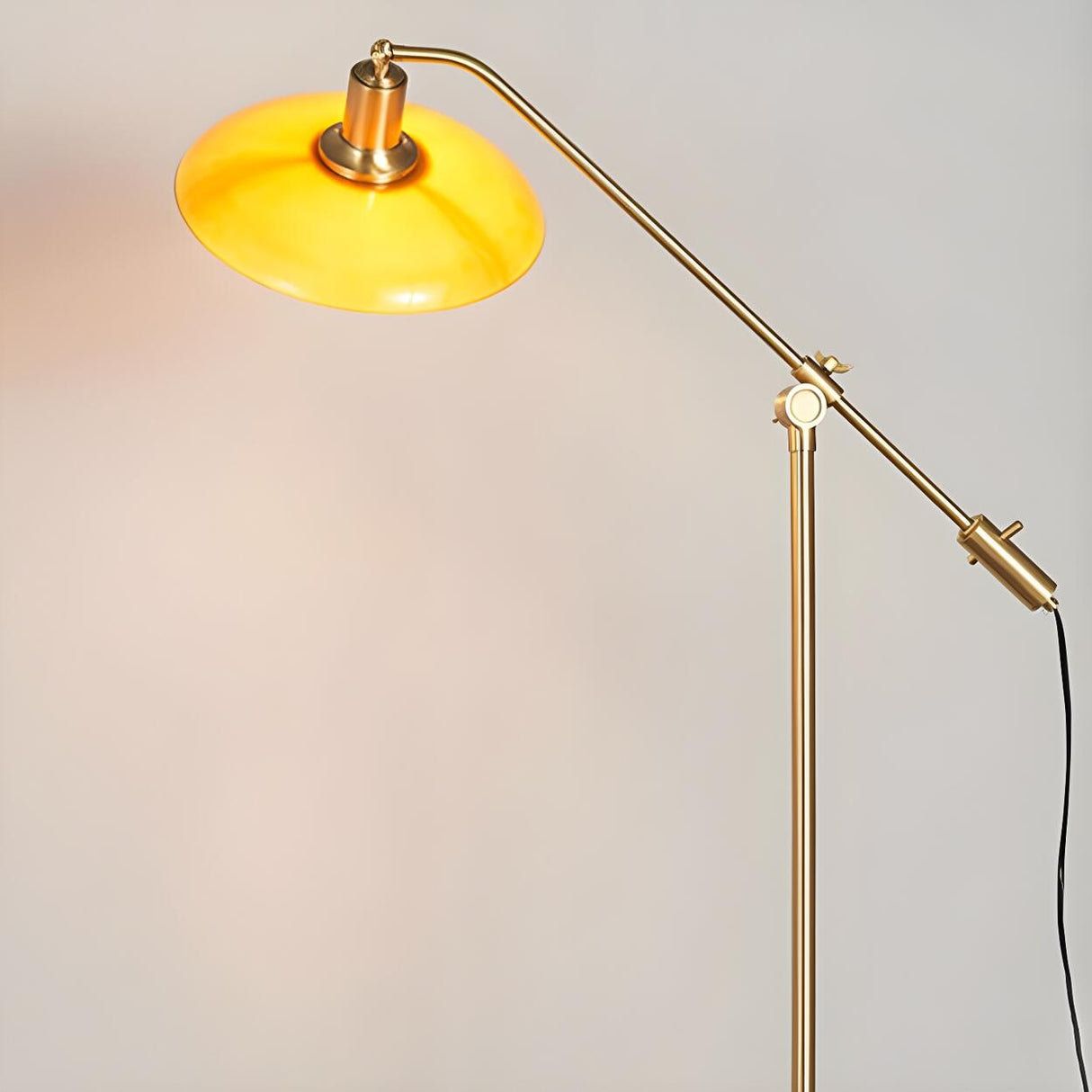 Adjustable Industrial Yellow Tiered Cone Floor Lamp Image - 6