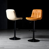 Adjustable Leather Backrest Armless Swivel Bar Stool Image - 6