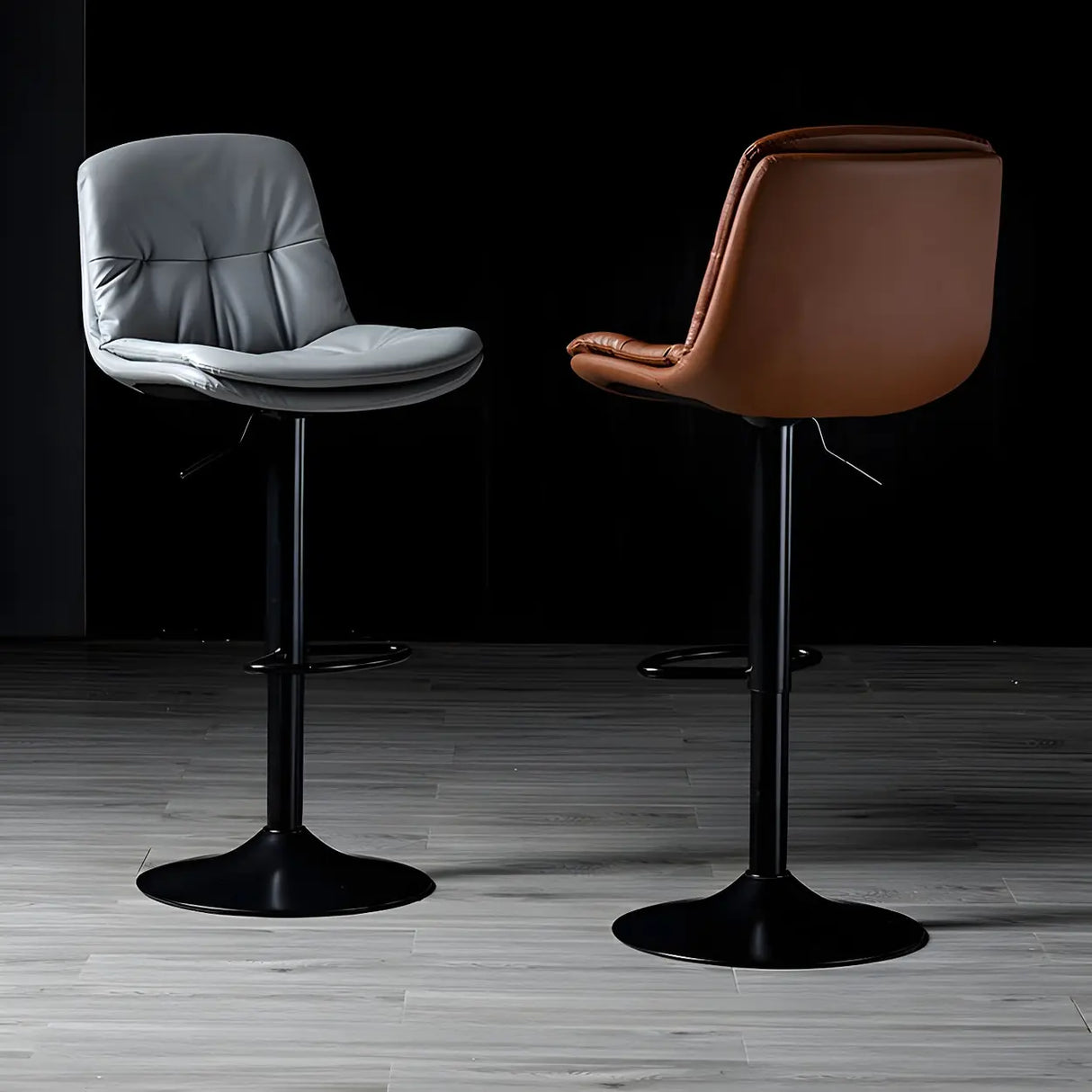 Adjustable Leather Backrest Armless Swivel Bar Stool Image - 20