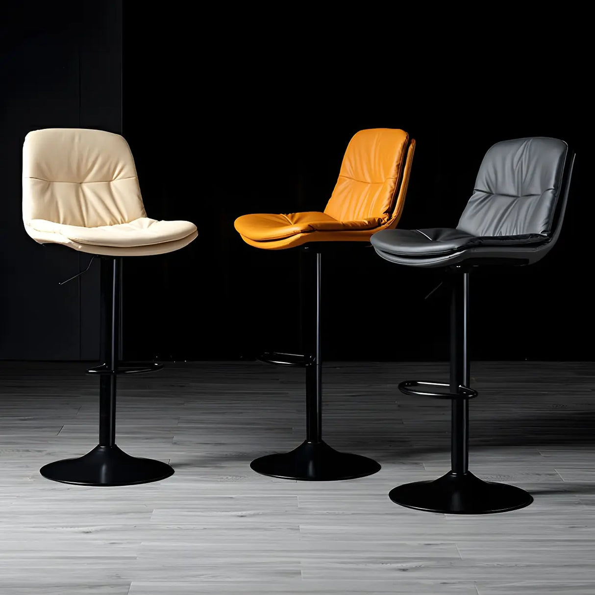 Adjustable Leather Backrest Armless Swivel Bar Stool Image - 22
