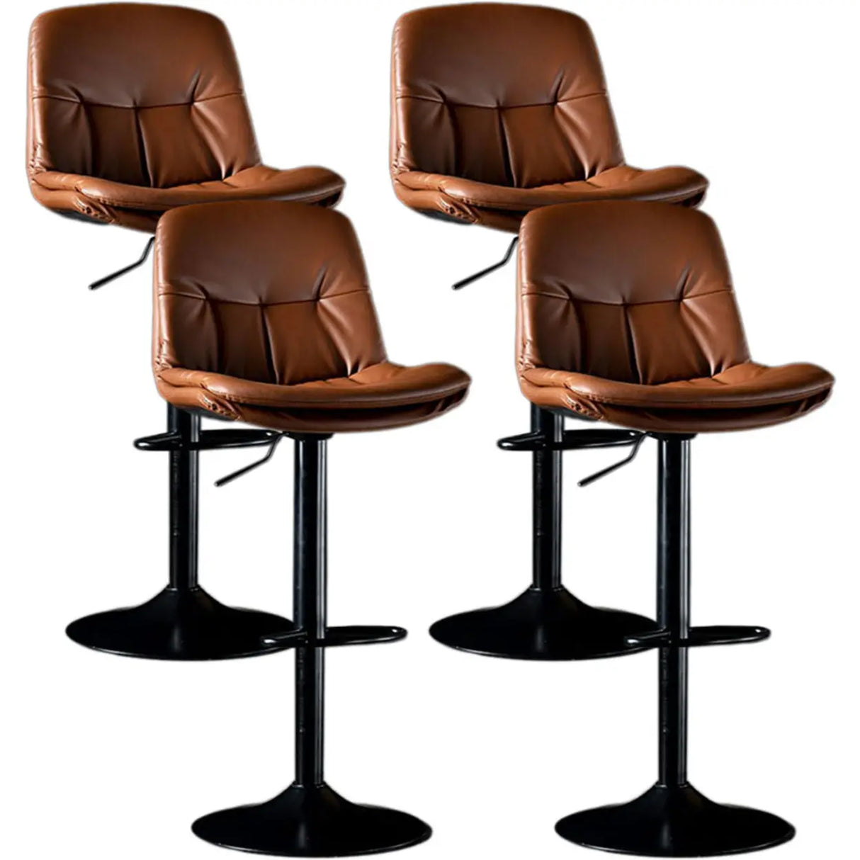 Adjustable Leather Backrest Armless Swivel Bar Stool Image - 29