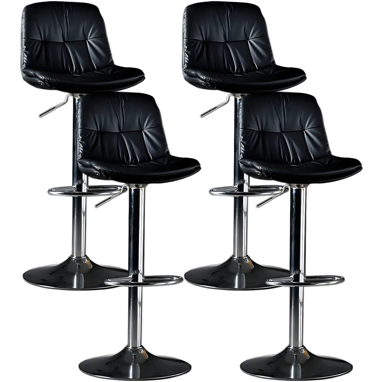 Adjustable Leather Backrest Armless Swivel Bar Stool Image - 41