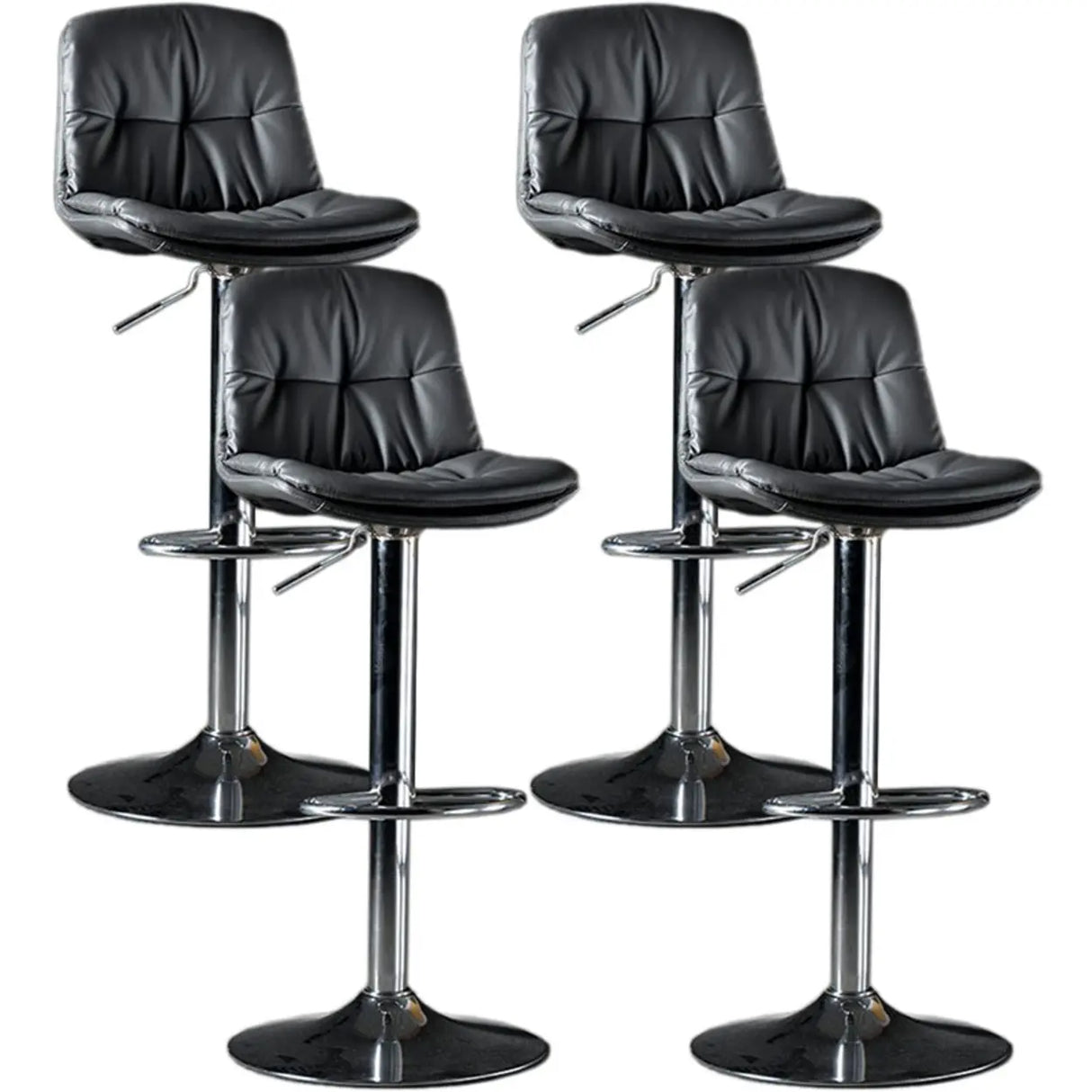 Adjustable Leather Backrest Armless Swivel Bar Stool Image - 45
