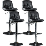 Adjustable Leather Backrest Armless Swivel Bar Stool Image - 45