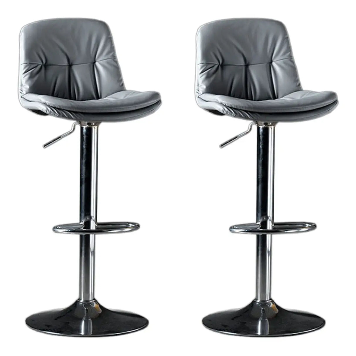 Adjustable Leather Backrest Armless Swivel Bar Stool Image - 48