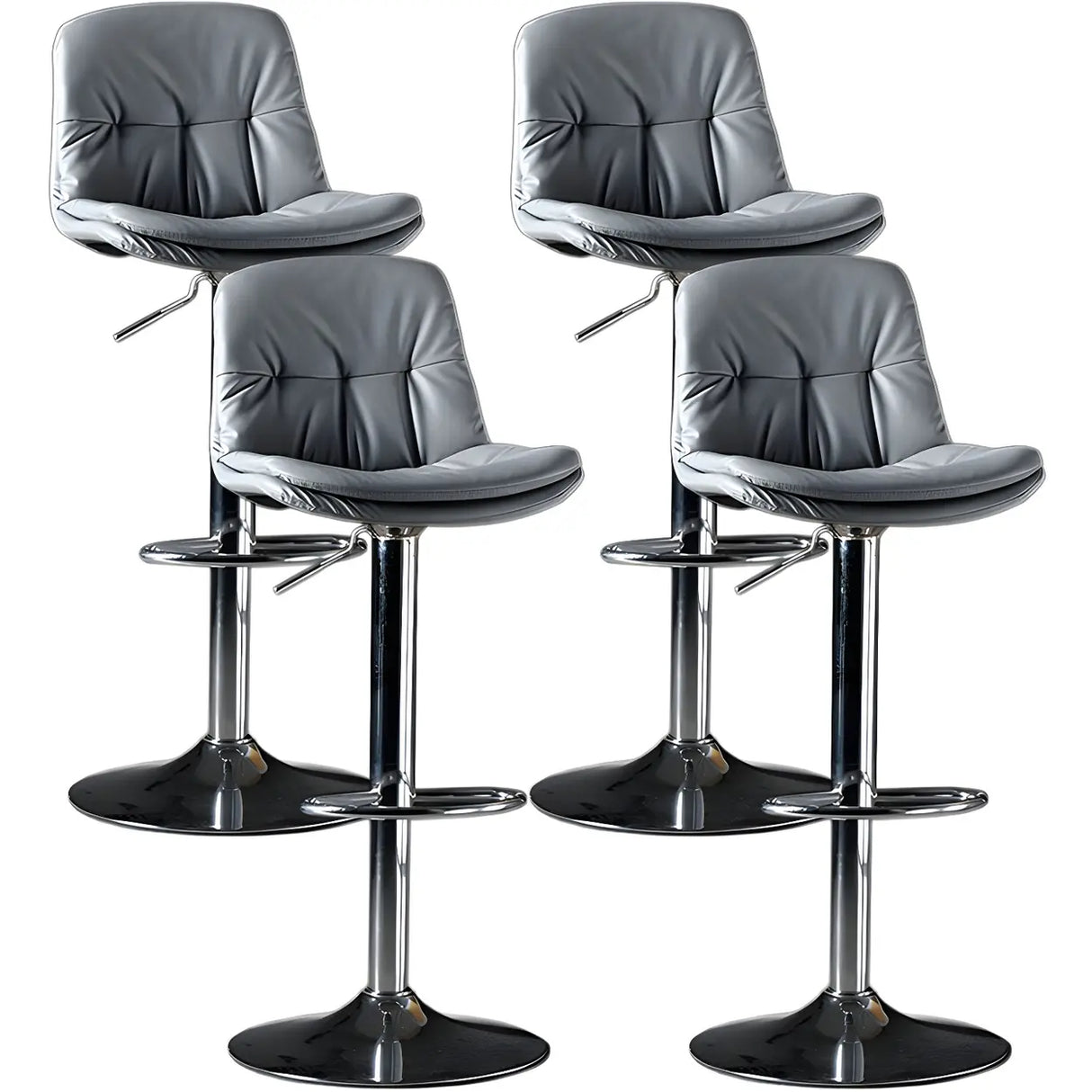 Adjustable Leather Backrest Armless Swivel Bar Stool Image - 49