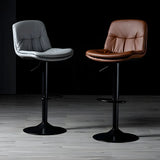 Adjustable Leather Backrest Armless Swivel Bar Stool Image - 8