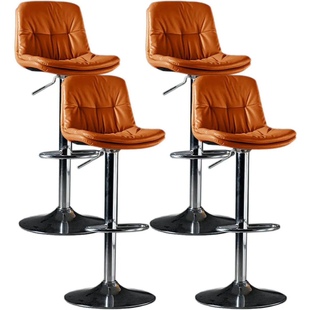Adjustable Leather Backrest Armless Swivel Bar Stool Image - 53