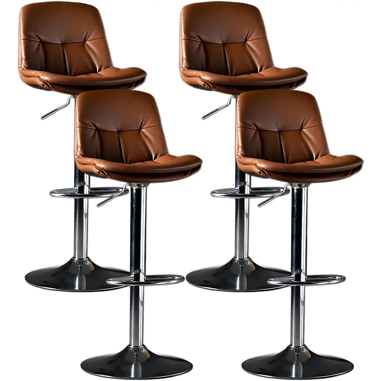 Adjustable Leather Backrest Armless Swivel Bar Stool Image - 57