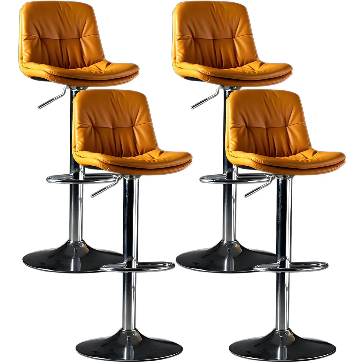 Adjustable Leather Backrest Armless Swivel Bar Stool Image - 61